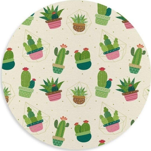 Kaktüs Desenli Yuvarlak Mouse Pad