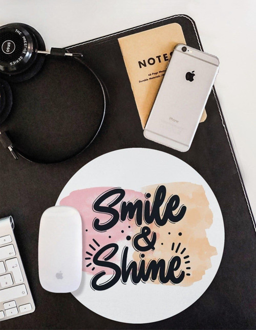 Gülümse Ve Parla Yuvarlak Kaymaz Taban Mouse Pad