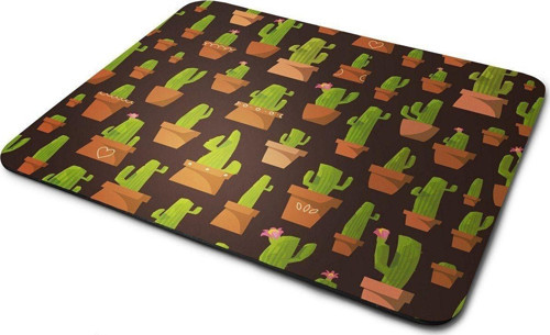 Kaktüs Desenli Dikdörtgen Kaymaz Taban Mouse Pad