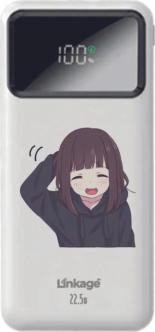 Linkage 10000 Mah Anime Kız Baskılı Beyaz 22,5 W Hızlı Şarj Özellikli Lcd Ekranlı Powerbank