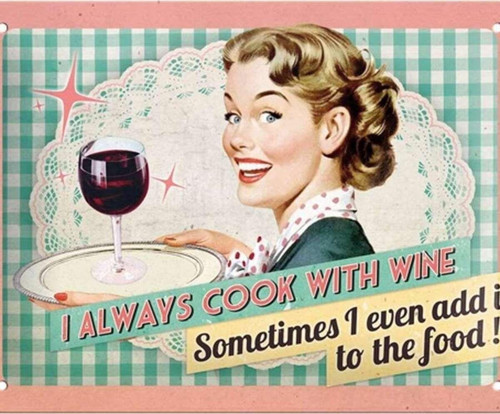 Cook With Wine Kabartmalı Metal Duvar Panosu
