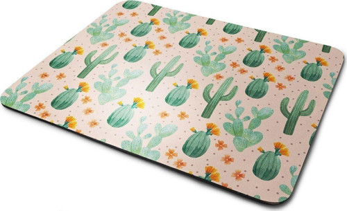 Kaktüs Desenli Dikdörtgen Kaymaz Taban Mouse Pad