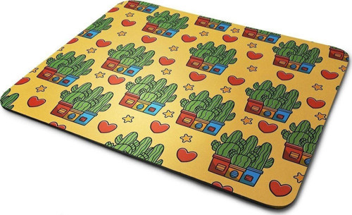 Kaktüs Desenli Dikdörtgen Kaymaz Taban Mouse Pad