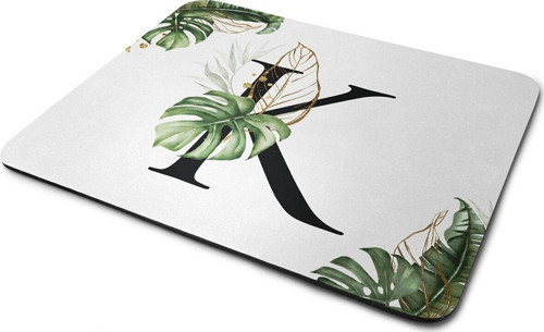 Tropik Desenli K Harfli Kaymaz Taban Dikdörtgen Mouse Pad