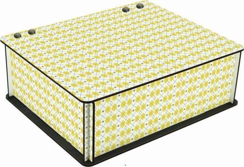 Sarı Desenli 6 Bölmeli Ahşap Çay Kahve Saklama Kutusu