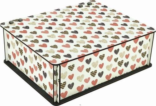 Sevgililer Günü Özel Kalp Desenli 6 Bölmeli Ahşap Çay Kahve Saklama Kutusu