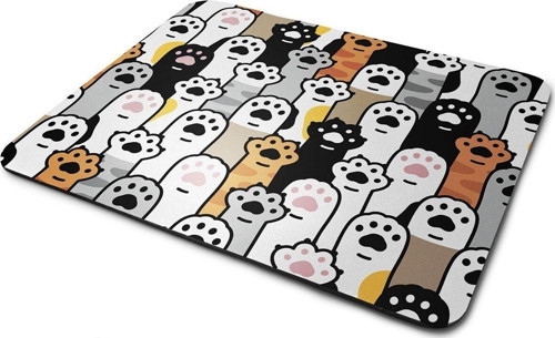 Kedi Patileri Desenli Kaymaz Taban Dikdörtgen Mouse Pad