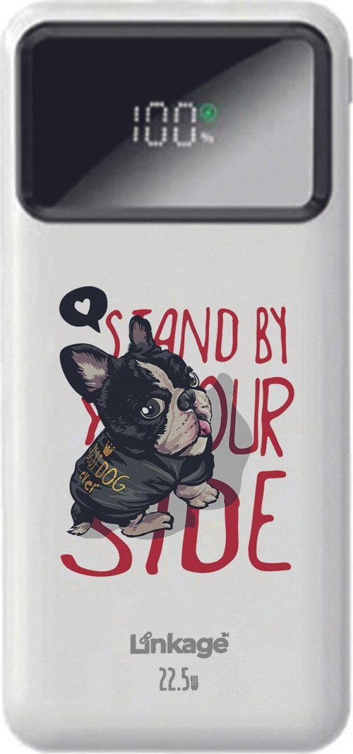 Linkage 10000 Mah Özel Sevimli Köpek Baskılı Beyaz 22,5 W Hızlı Şarj Özellikli Lcd Ekranlı Powerbank
