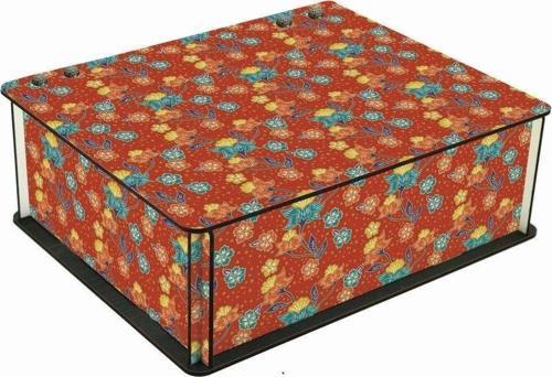 Çiçek Desenli Kırmızı 6 Bölmeli Ahşap Çay Kahve Saklama Kutusu