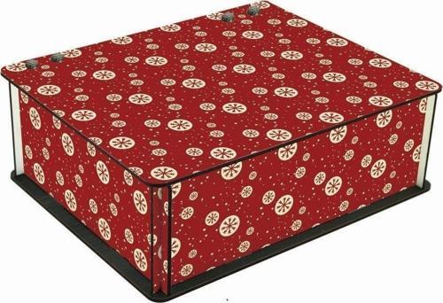 Yılbaşı Özel Desenli 6 Bölmeli Ahşap Çay Kahve Saklama Kutusu