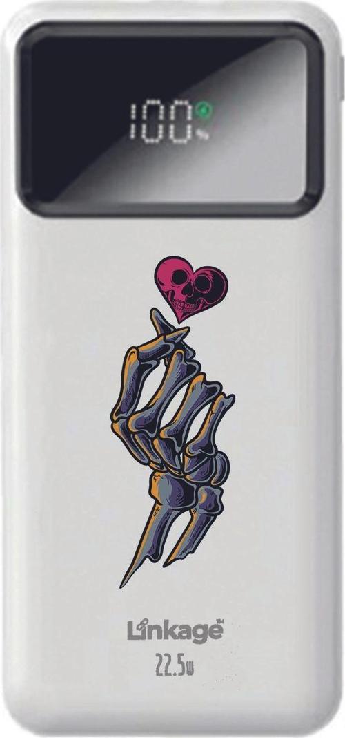 Linkage 10000 Mah Özel Iskelet Aşk Işareti Beyaz 22,5 W Hızlı Şarj Özellikli Lcd Ekranlı Powerbank