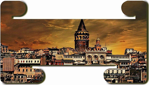 Galata Kulesi Manzarası Mdf Yatay Ve Dikey Baskılı Tablet Tutucu Stand