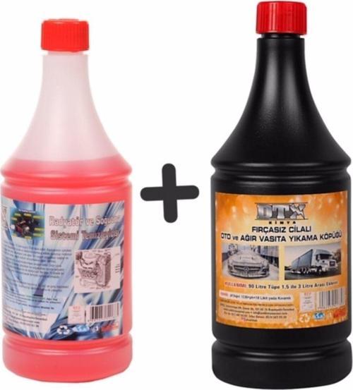 Oto Kalorifer Ve Petek Temizleme Ilacı (Solventli) 1 Lt & Cilalı Oto Motor Şampuanı 1 Litre