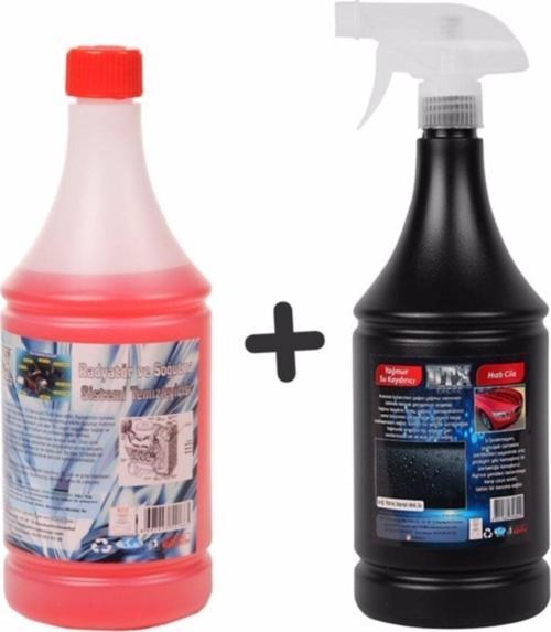 Oto Kalorifer Ve Petek Temizleme Ilacı (Solventli) 1 Lt & Yağmur Suyu Kaydırıcı,Hızlı Cila 1 Lt