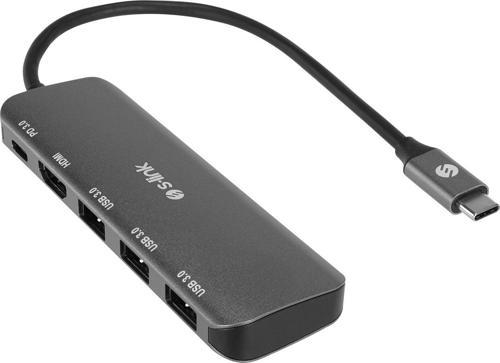 Sw-U518 Gri Metal Usb 3.. To 3-Usb3.0, 1-Typec Pd 1-4K Hdmi Adaptör