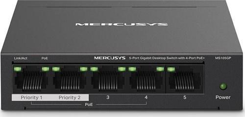 Mercusys Ms105Gp 5 Port 10-100-1000 Mbps Poe+ Switch Metal Kasa