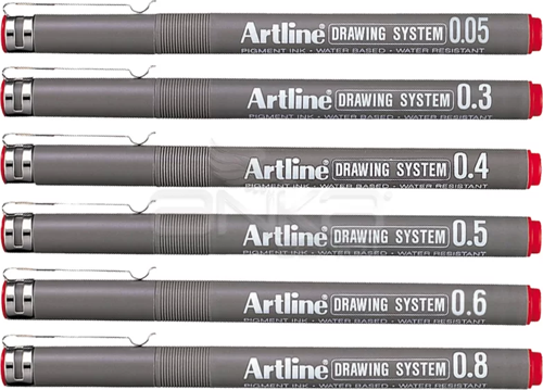 Drawing System Teknik Çizim Kalemi Kırmızı