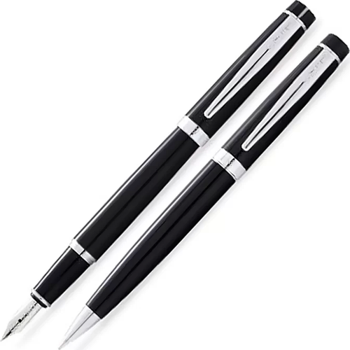 38 DOLMA KALEM+TÜKENMEZ KALEM SETİ SİYAH-KROM