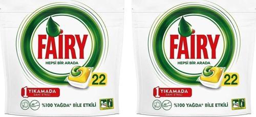 Hepsi Bir Arada Bulaşık Makinesi Deterjanı Kapsülü Limon Kokulu 22 Yıkama x 2 Adet
