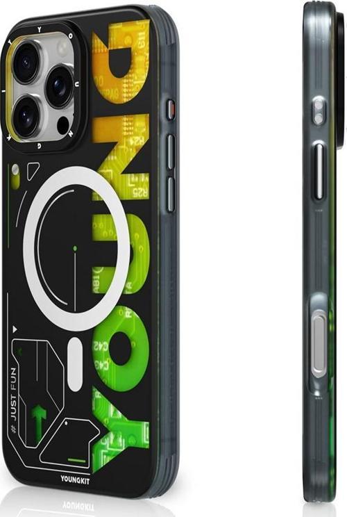 iPhone 16 Pro Kılıf Magsafe Şarj Özellikli Airbagli Çift Katmanlı Youngkit Future Serisi Kapak Yeşil