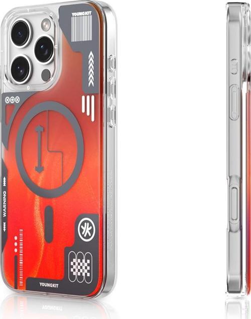 iPhone 16 Pro Max Kılıf Magsafe Uyumlu Parlak Kumlu Sıvılı Tasarımlı Galaxy Fantasy Serisi Turuncu