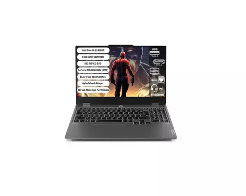 LOQ 15IAX9 83GS007XTR i5-12450HX 8 GB 512 GB SSD RTX4060 15.6" Full HD Gaming Laptop