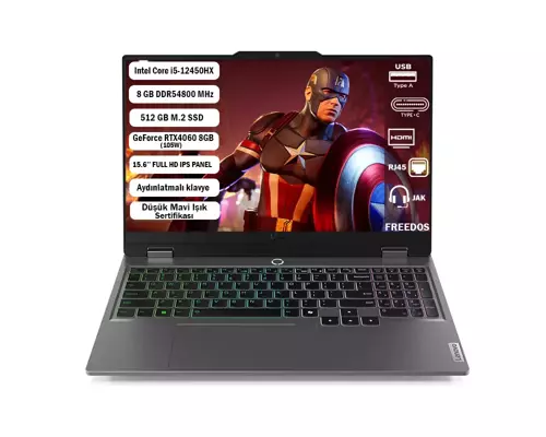 LOQ 15IAX9 83GS007XTR i5-12450HX 8 GB 512 GB SSD RTX4060 15.6" Full HD Gaming Laptop