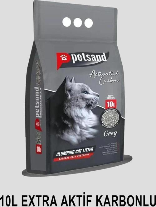 Ekstra Aktif Karbonlu Topaklaşan Bentonit Gri Kedi Kumu 10L
