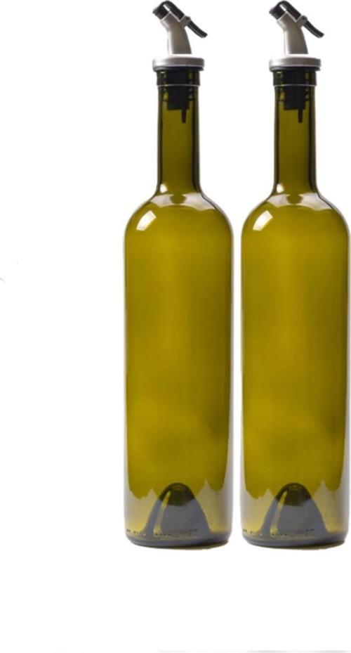 2 adet koyu camlı yağ sişesi tıpalı 750 ml