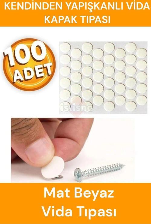 100 Adet Mat Beyaz Ahşap Mobilya Dolapları Için Aksesuarları Kendinden Yapışkanlı Vida Kapak Tıpası