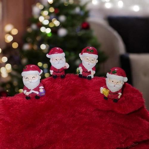 4 ADET NOEL BABA BİBLO DEKORATİF BİBLO NOEL SÜSLERİ YILBAŞI HEDİYELERİ NOEL BABA VİTRİN DEKOR OBJE
