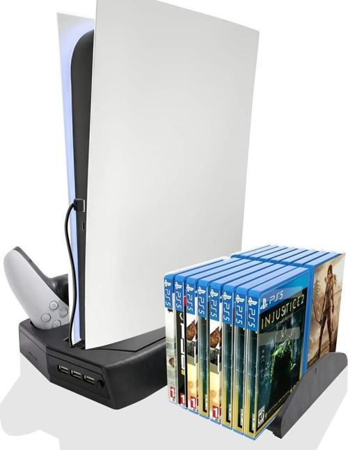 Playstation 5 Standart (Fat) Kasa Fanlı Stand - Oyun Bölmeli PS5 Dikey Stand