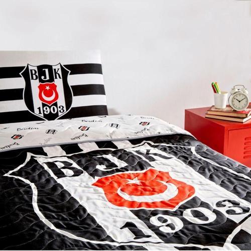 Beşiktaş Stripe Tek Kişilik Yatak Örtüsü Seti Beşiktaş Lisans