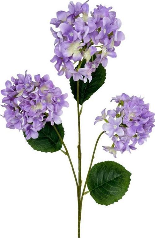 Yapay Çiçek Ortanca 3 Toplu Lila Tek Dal Tomurcuklu 75*25 cm Kumaş Çiçek Uzun Dal