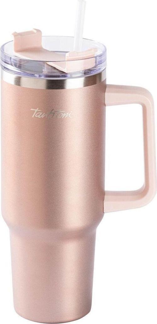 Rose Gold Paslanmaz Çelik Pipetli Termos Bardak 1.2l