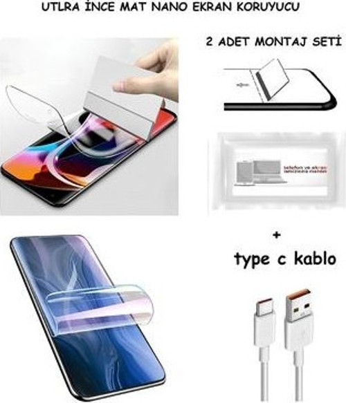 Xiaomi REDMİ 6 Nano Ekran Koruyucu Ultra İNCE Esnek MAT Şeffaf + Type C Kablo