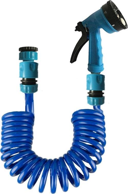 Spiral Balkon Araç Yıkama Bahçe Sulama Hortumu Ve Tetikli Ayarlı Tam Set 2.5 Metre