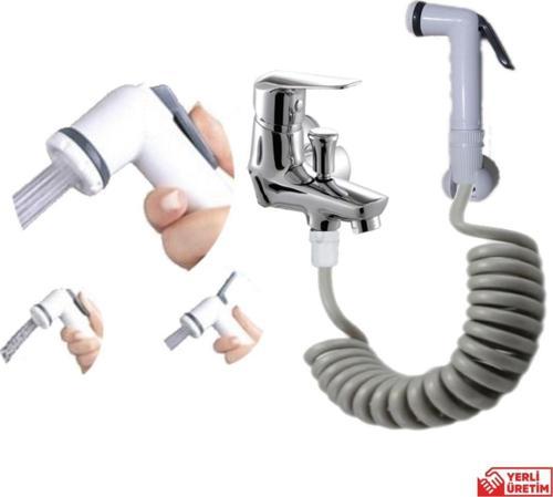 Spiral Mandallı Şattaf Başlıklı Duş Hortum Seti Gri 2 Metre
