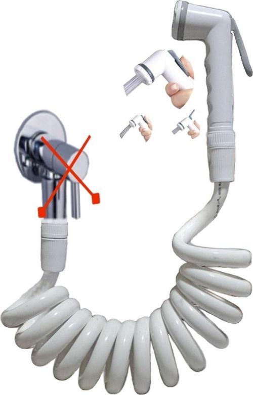 Spiral Mandallı Şattaf Başlıklı Sulama Yıkama Ayarlı Set Beyaz 4 Metre Yerli