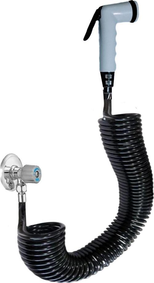 Spiral Şattaf (Bide) Başlıklı Taharet Matik 1/2 Bağlantılı  Siyah Inci 3.5 Metre