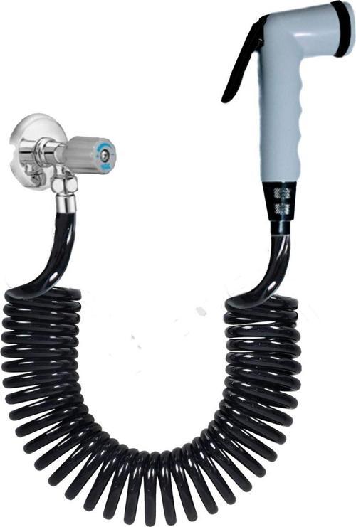 Spiral Şattaf (Bide) Başlıklı Taharet Matik 3/8 Rekorlu Musluklar Için Siyah Inci 5 Metre