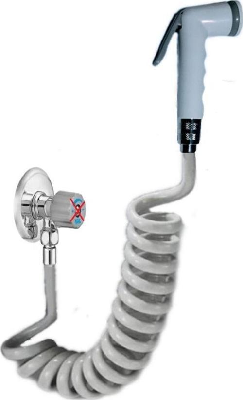 Spiral Şattaf Başlıklı Taharet Matik 3/8 Bağlantılı Taharet Musluklar Için Yeni 3 Metre Gri