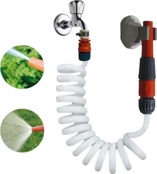 Spiral Sulama Hortumu Ve Ayarlı Lans Seti Yerli 3 Metre Beyaz