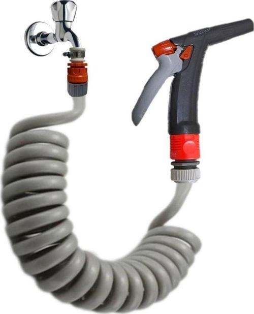 Spiral Sulama Yıkama Hortum Musluk Adaptörlü Ve Yeni Tetik Uzun Başlıklı Set 3.5 Metre