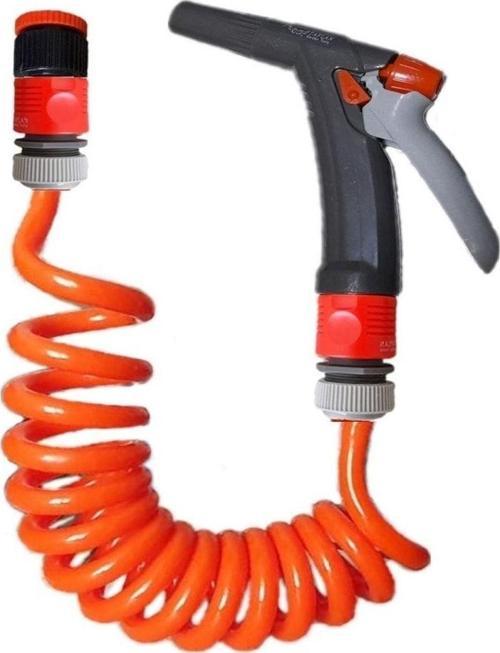 Spiral Sulama Yıkama Hortum Musluk Adaptörlü Ve Yeni Tetikli Uzun Başlıklı Set 5 Metre