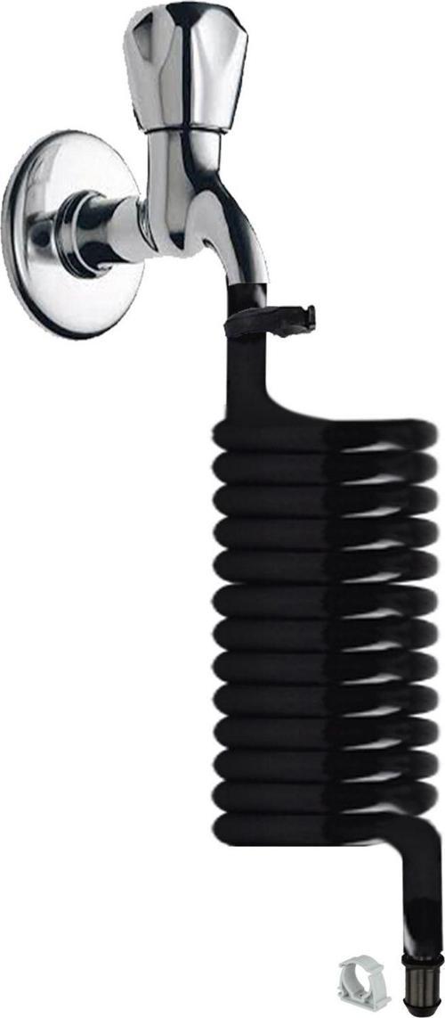 Spiral Wc Taharet Hortum Matik Ve Wc Banyo Yıkama Plastik Kelepçeli Set Siyah Inci 110 Cm