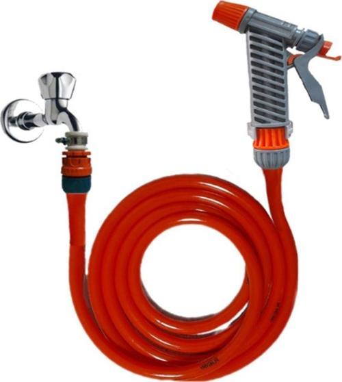 Yerli Düz Sulama Ve Yıkama Hortum Seti Tetik Başlıklı 35 Metre