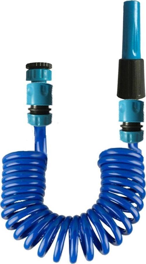 Spiral Yıkama Sulama Hortumu Ve 2 Fonksiyonlu Lans Başlıklı Set 1.5 Metre Mavi