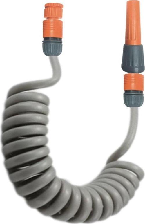 Spiral Yıkama Sulama Hortumu Ve 2 Fonksiyonlu Lans Başlıklı Set Gri 2 Metre