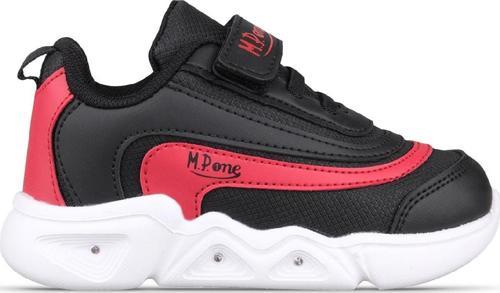 Küçük Kız Çocuk Cırtlı Siyah-Kırmızı Sneaker
